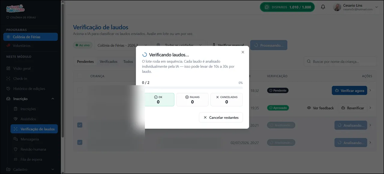 Verificação de laudos com IA